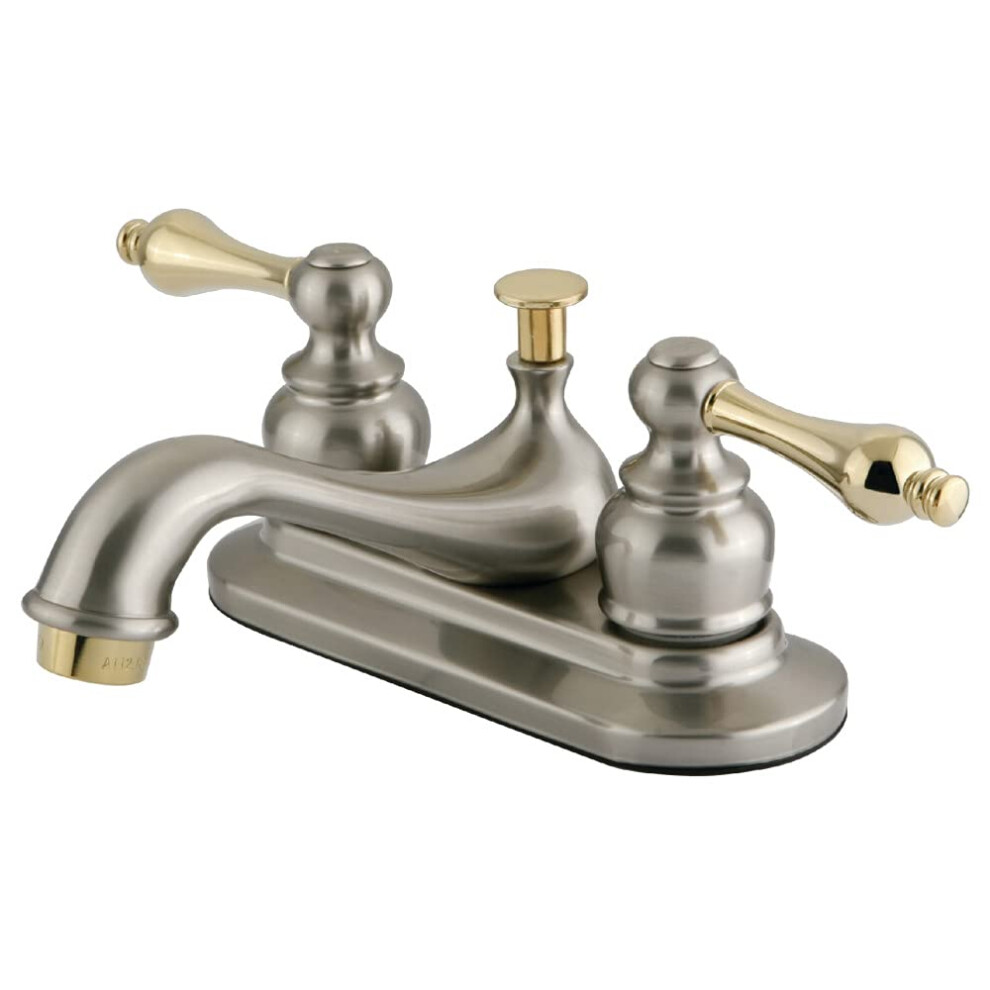 Kingston Brass Kb609al Restoration 4-Inch Centerset Lavatory Faucet, Brushed Nickel And Polished Brass 663370051715