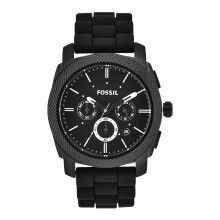 Montre Chronographe Quartz en Acier Inoxydable et Silicone pour Homme Fossil, Noir (Modèle : FS4487)