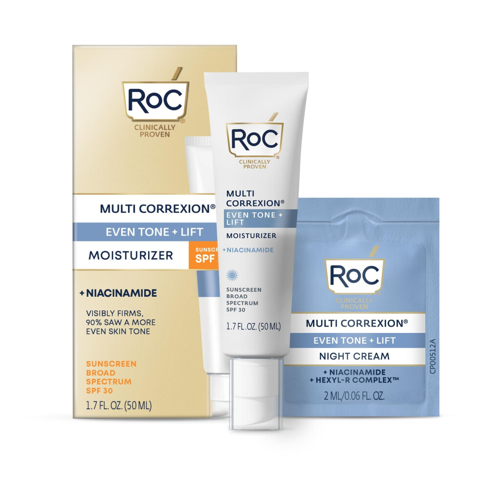 Roc Multi Correxion 5 In 1 Anti-Aging Daily Facial Moisturizer For Women And Men Broad Spectrum Spf 30 & Shea Butter (1.7 Oz) With Night P Cream