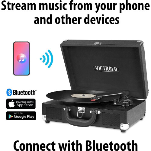 Victrola Victrola Vintage Bluetooth Φορητός Χειροποίητος Πικάπ 3 Ταχυτήτων με Ηχεία | Ροζ, Μοντέλο: VSC-550 1