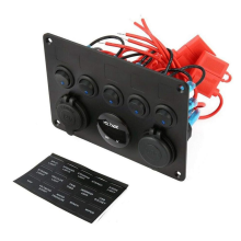 5-vägs strömbrytarpanel, 12V/24V inbyggd säkringsbox med LED-strömbrytarpanel