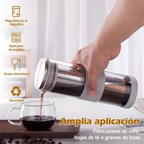 Cold Brew Coffee Maker Jar Pitcher 800ML Stainless Steel Filter 1