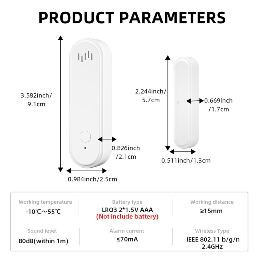 Tuya Smart Wifi Door Sensor 80Db Sound Window Sensor 4712869513978