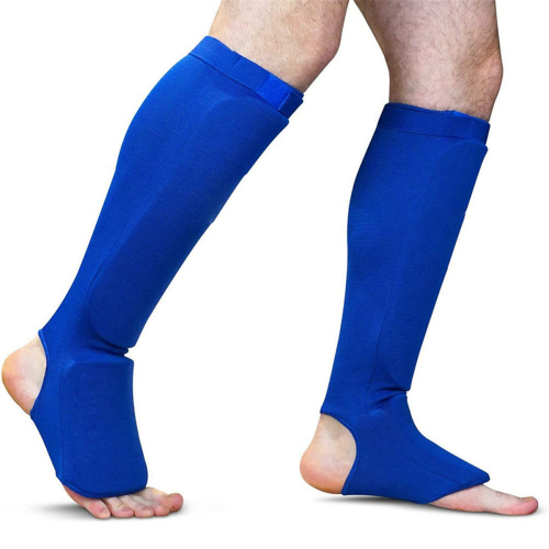 Blue Karate Protective Gear Boxing Training Shin Guards L 2