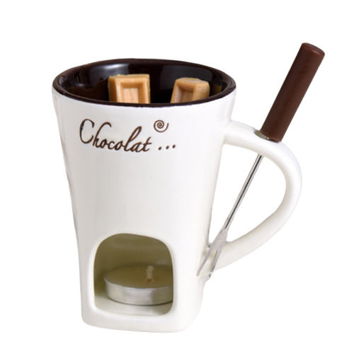 Fondue Mug Set Chocolate Cheese Milk Cream Making Set White