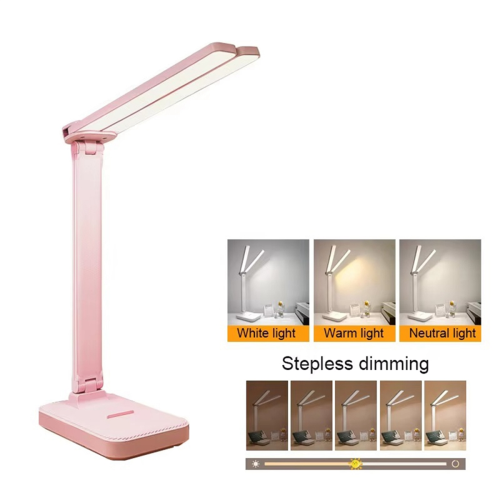 LED Desk Lamp 3 Level Dimmable Touch Night Light Rechargeable Pink 1
