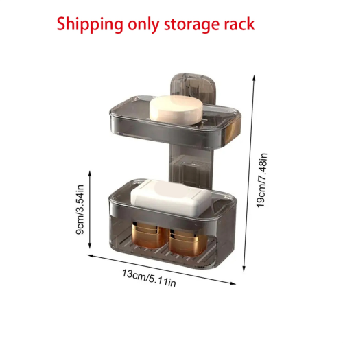 Shower Soap Dish Wall Mounted Toiletries Container Double Layer 2