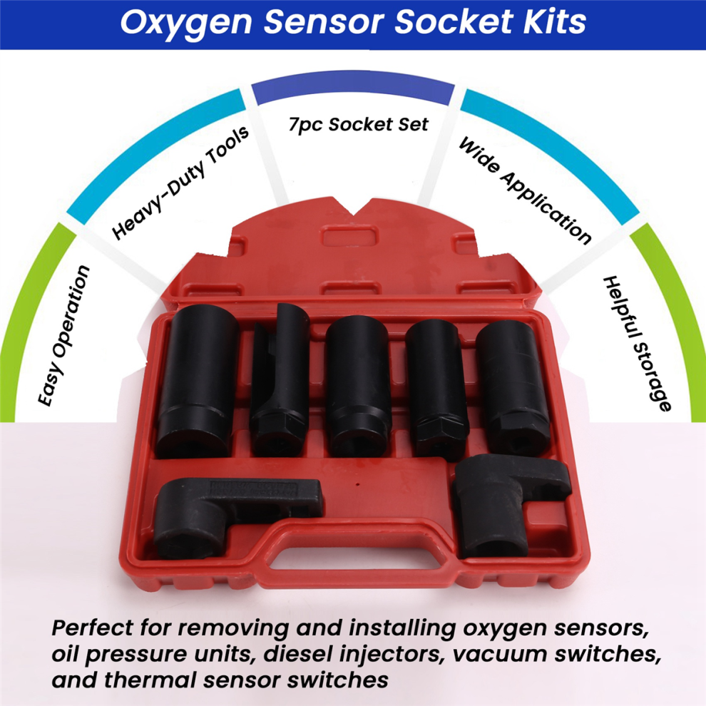 7Pcs Oxygen Sensor Socket Set Oil Pressure Sensor Socket Wrench Set 4712869539725