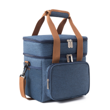 Waterproof Lunch Bag with Shoulder Strap Picnic Camping Bag Navy blue