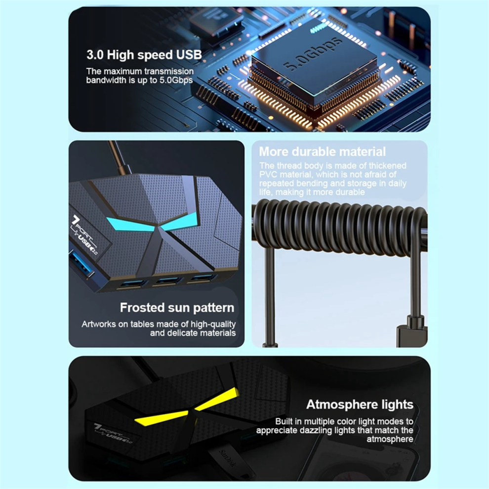 7 Ports Usb 3.0 Type C Hub Expander 5Gbps High Speed Otg Adapter B 4712869559167