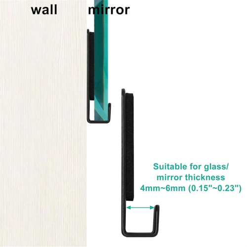 Hardware Mirror Clips for Wall Mounting, Double Hole Black 1