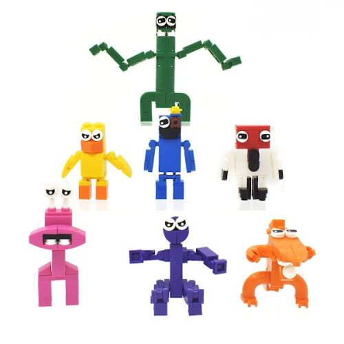 Coffret de 7 figurines Rainbow Friends - Mini blocs de construction assemblés, figurines d'action, jouet 1