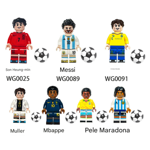 (7 pcs)7-pack Soccer Player Building Blocks, Christmas Gift, Includes Stadium Base 7pcs