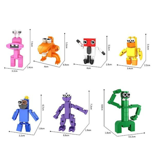 Lot de 7 figurines Rainbow Friends, blocs de construction amusants à assembler, figurines d'action, 2