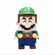 (Super Mario Bros 2)Super Mario Bros Block Luigi Bloque de construcción Figuras de acción de juguete