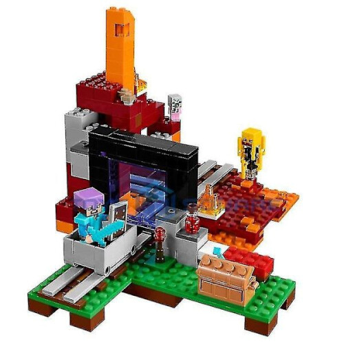 Le portail du Nether, modèle de blocs de construction avec figurines My World, ensemble de jouets pour 1