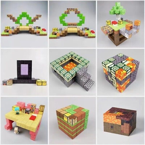 (56 TNT) Riche sélection de blocs magnétiques Cubes Minecraft Ensemble de jouets de construction DIY 2