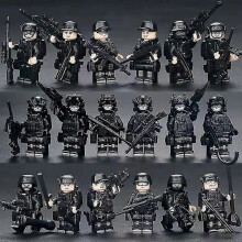 (Tipo B) Minifigura de policía SWAT, bloques de construcción, militar, niño devorador de pollos, juguete