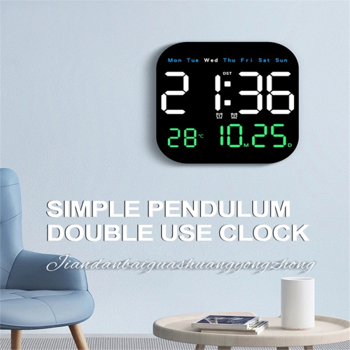 Digital LED Wall Clock With Remote Control Temperature Date Display 2