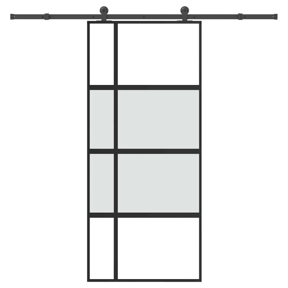 Vidaxl Sliding Door With Hardware Set 90X205 Cm Tempered Glass And Aluminium