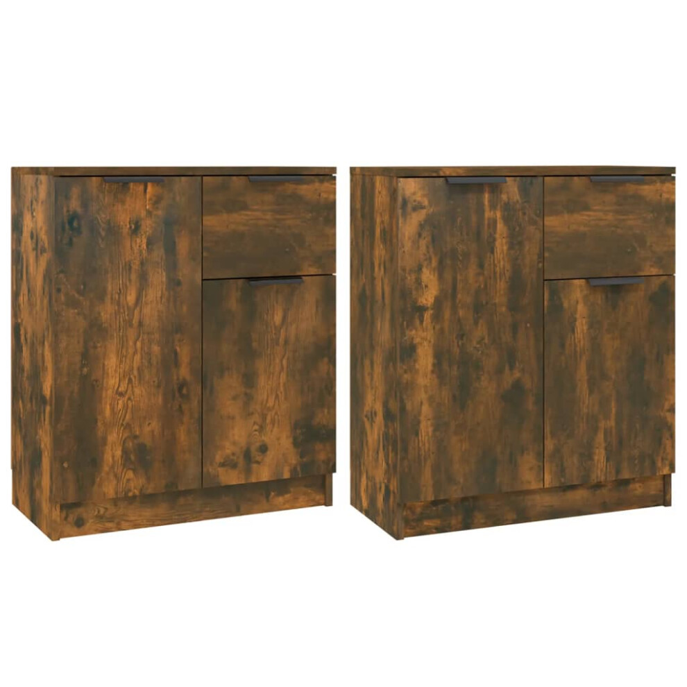 Vidaxl 2X Sideboards Smoked Oak Engineered Wood Home Organiser Storage Cabinet