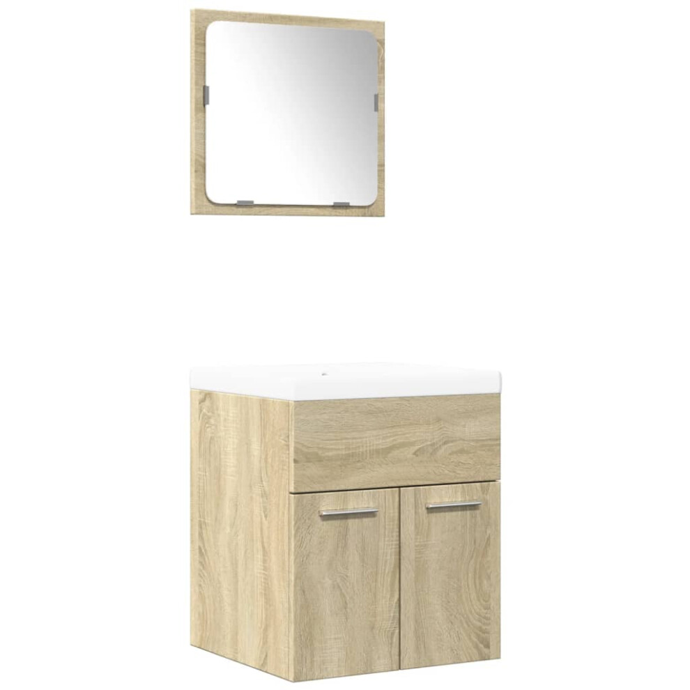 Vidaxl (Sonoma Oak, 41 X 38.5 X 46 Cm) 3 Piece Bathroom Furniture Set Concrete Engineered Wood Grey
