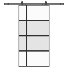 vidaXL Schiebetür mit Beschlag Schwarz 102,5x205 cm Hartglas