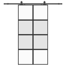 vidaXL Schiebetür mit Beschlag Schwarz 102,5x205 cm Hartglas