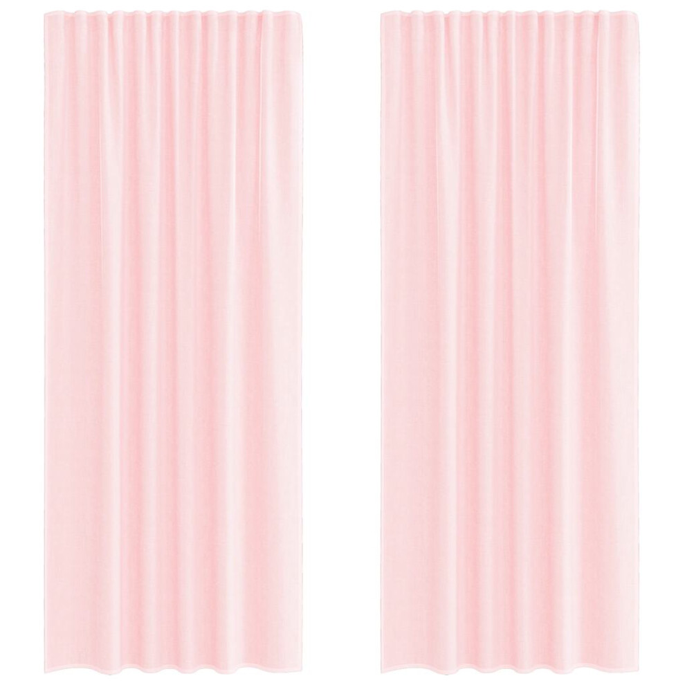 Vidaxl (Light Pink, 140 X 245 Cm) Voile Curtains With Rod Pockets 2 Pcs Black Net Curtain Sheer Curtain