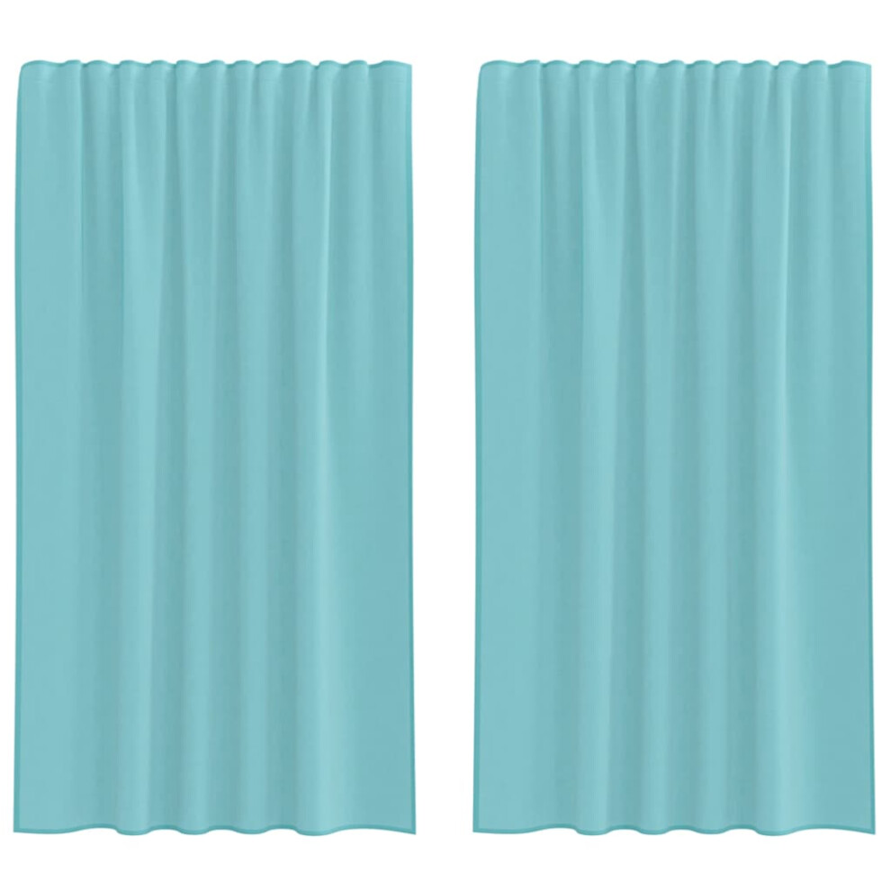 Vidaxl (Turquoise, 140 X 175 Cm) Voile Curtains With Rod Pockets 2 Pcs Black Net Curtain Sheer Curtain