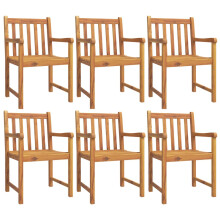 (6 pcs) vidaXL Garden Chairs Outdoor Stackable Dining Chair Armchair Solid Wood Teak