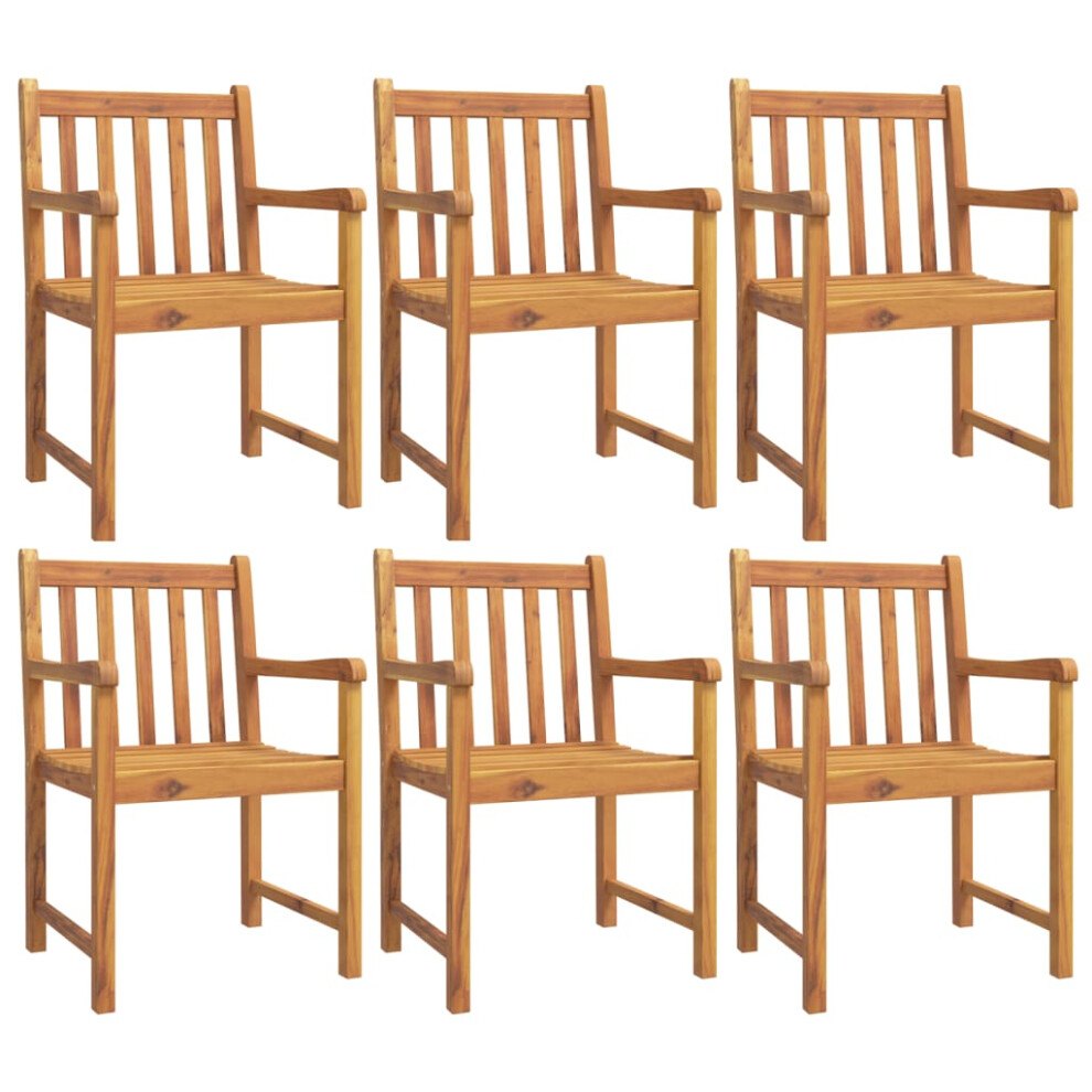 Vidaxl (6 Pcs) Garden Chairs Outdoor Stackable Dining Chair Armchair Solid Wood Teak