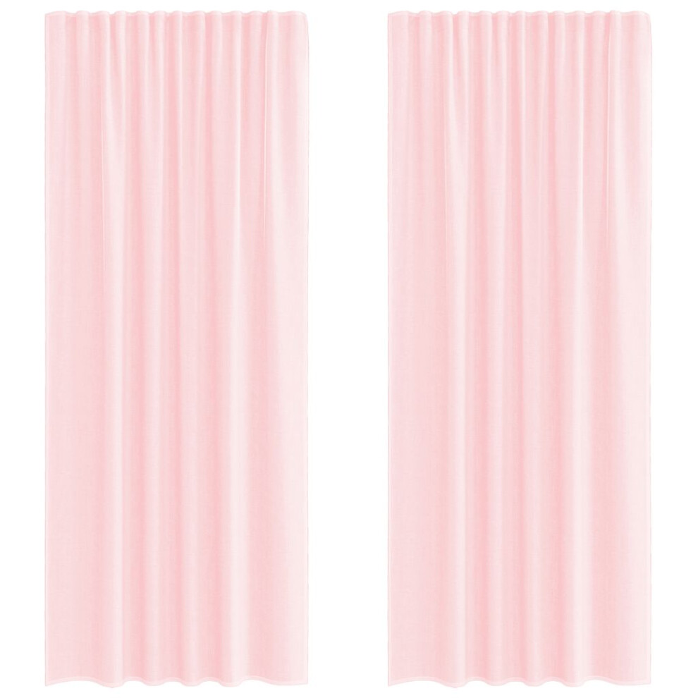 Vidaxl (Light Pink, 140 X 225 Cm) Voile Curtains With Rod Pockets 2 Pcs Black Net Curtain Sheer Curtain