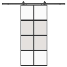 (black, matt and transparent, 90 x 205 cm (213 cm sliding rail)) vidaXL Sliding Door with Hardware Set Black 90x205 cm Tempered Glass