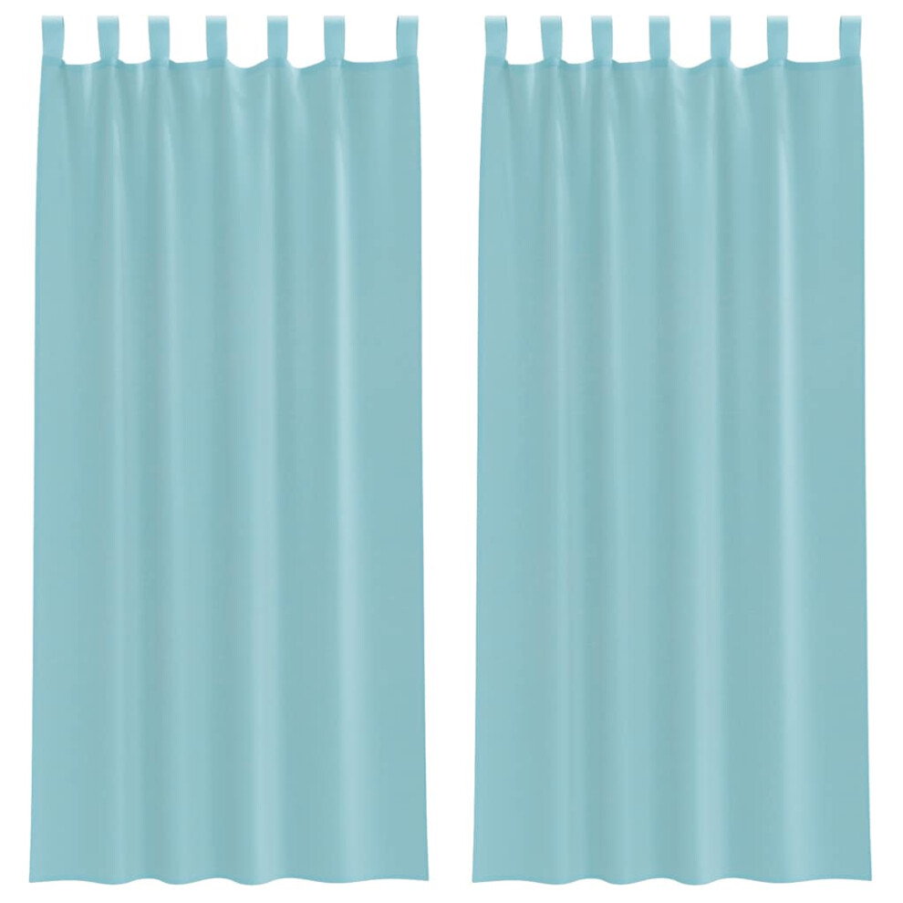 Vidaxl (Turquoise, 140 X 245 Cm) Voile Curtains With Rod Pockets 2 Pcs Black Net Curtain Sheer Curtain