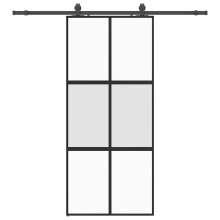 (black, matt and transparent, 90 x 205 cm (200 cm sliding rail)) vidaXL Sliding Door with Hardware Set Black 76x205 cm Tempered Glass
