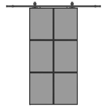 (black and dark transparent, 102.5 x 205 cm (200 cm sliding rail)) vidaXL Sliding Door with Hardware Set Black 76x205 cm Tempered Glass