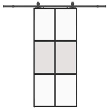 (black, matt and transparent, 90 x 205 cm (213 cm sliding rail)) vidaXL Sliding Door with Hardware Set Black 76x205 cm Tempered Glass
