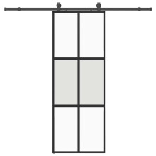 (black, matt and transparent, 76 x 205 cm (213 cm sliding rail)) vidaXL Sliding Door with Hardware Set Black 76x205 cm Tempered Glass