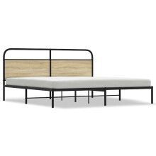(Sonoma Oak with headboard, 200 x 200 cm) vidaXL Metal Bed Frame without Mattress Bed Base Bedstead Mattress Foundation