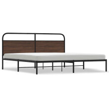 (Brown Oak with headboard, 183 x 213 cm) vidaXL Metal Bed Frame without Mattress Bed Base Bedstead Mattress Foundation
