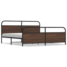 (Brown Oak with headboard & footboard, 183 x 213 cm) vidaXL Metal Bed Frame without Mattress Bed Base Bedstead Mattress Foundation
