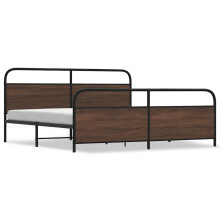 (Brown Oak with headboard & footboard, 200 x 200 cm) vidaXL Metal Bed Frame without Mattress Bed Base Bedstead Mattress Foundation
