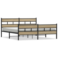 (sonoma oak, 200 x 200 cm) vidaXL Metal Bed Frame without Mattress Bed Base Bedstead Entertainment Centre