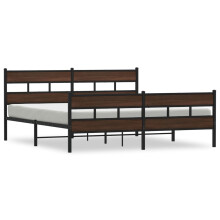 (brown oak, 193 x 203 cm) vidaXL Metal Bed Frame without Mattress Bed Base Bedstead Entertainment Centre