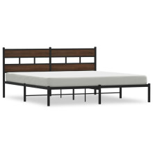 (brown oak, 183 x 213 cm) vidaXL Metal Bed Frame without Mattress Bed Base Bedstead Entertainment Centre