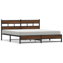 (brown oak, 183 x 213 cm) vidaXL Metal Bed Frame without Mattress Bed Base Bedstead Entertainment Centre