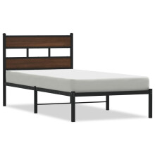 (brown oak, 107 x 203 cm) vidaXL Metal Bed Frame without Mattress Bed Base Bedstead Entertainment Centre
