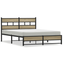 (sonoma oak, 135 x 190 cm) vidaXL Metal Bed Frame without Mattress Bed Base Bedstead Entertainment Centre