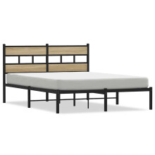 (sonoma oak, 140 x 190 cm) vidaXL Metal Bed Frame without Mattress Bed Base Bedstead Entertainment Centre